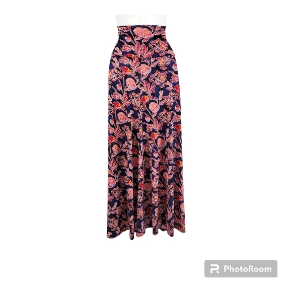 LulaRoe Blue,Red,Orange Floral Maxi Skirt Maxmalisim Style Size XS NWT - Picture 3 of 11